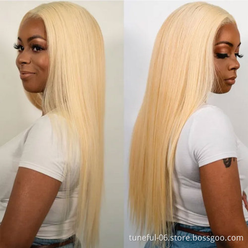 613 Blonde Lace Front Wig Honey Blonde Middle Part Straight Human Hair Wigs 28 inch Transparent Glueless Wigs For Women 150%